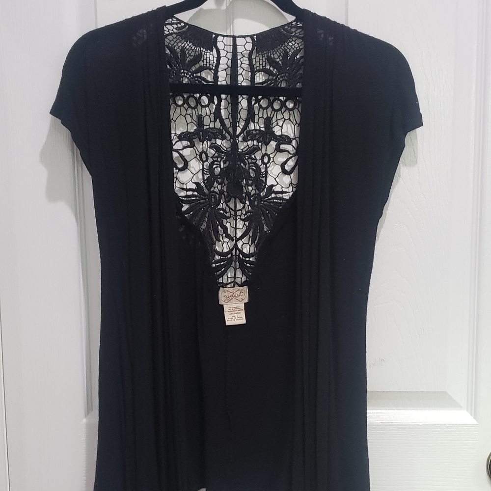 Eyelash Couture Black Lace Top